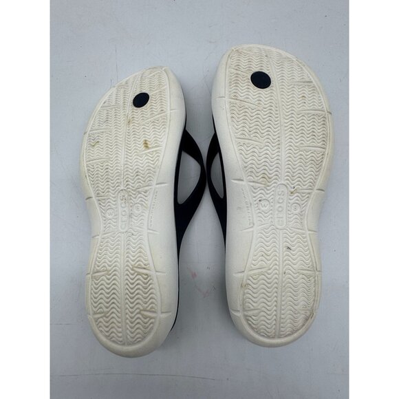 Crocs Womens Kadee II Flip Flop Sandals Size 8W Black White Comfort Summer Beach - Picture 8 of 10